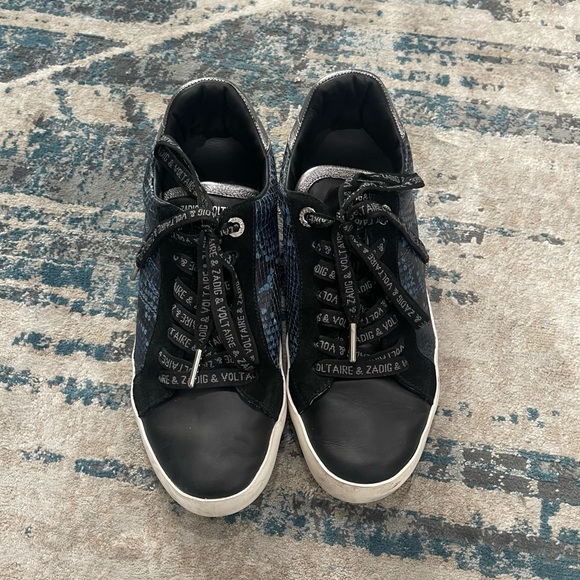New Zadig and Voltaire, wild low-top sneaker navy python print - Picture 6 of 8